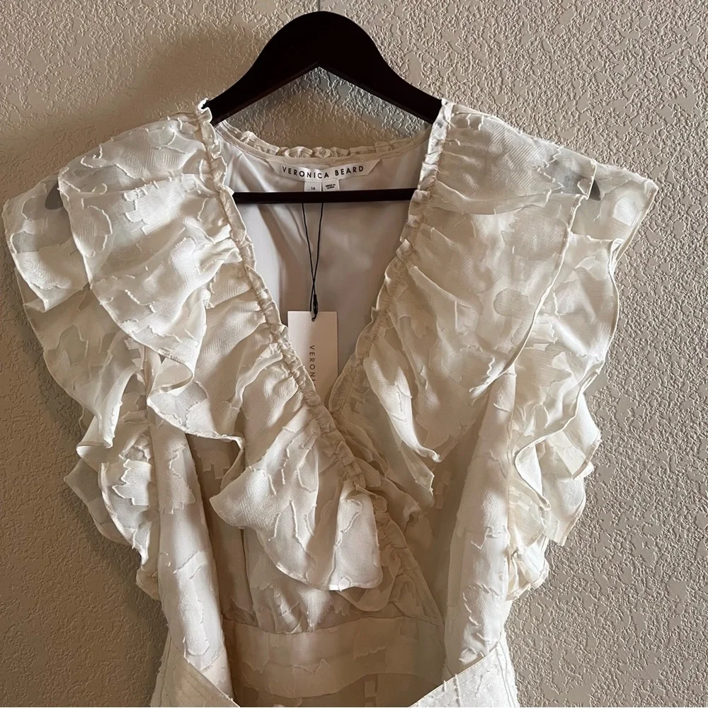 Veronica Beard Mahita Silk Blend Ruffle Dress Size 14 NWT - Picture 5 of 16